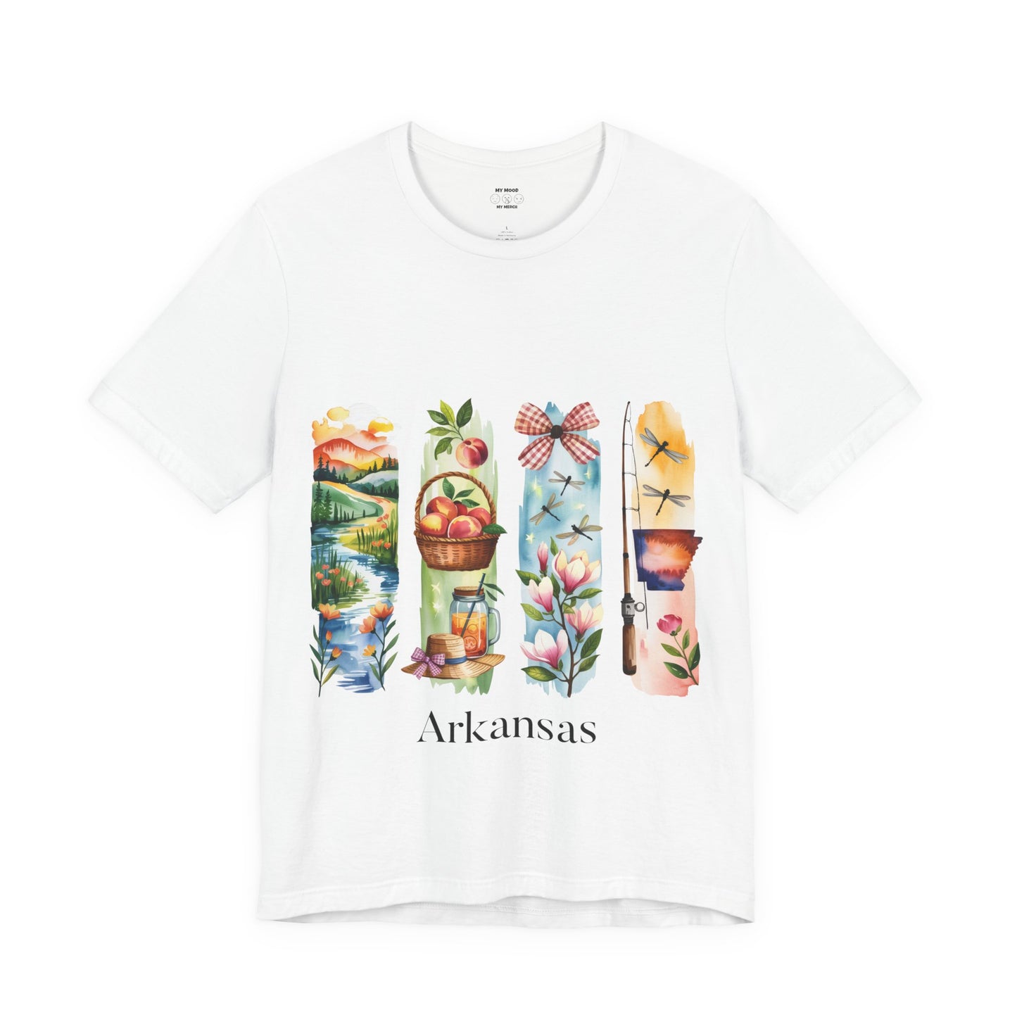 Arkansas Nature-Themed Short Sleeve Tee, Casual Summer Wear, Arkansas Souvenir Shirt, Gift for Nature Lovers, Travel Enthusiast Tee