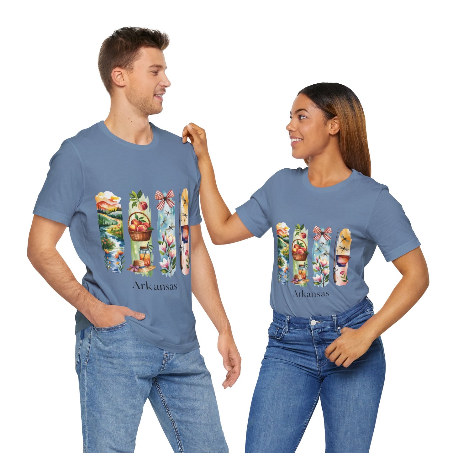 Arkansas Nature-Themed Short Sleeve Tee, Casual Summer Wear, Arkansas Souvenir Shirt, Gift for Nature Lovers, Travel Enthusiast Tee
