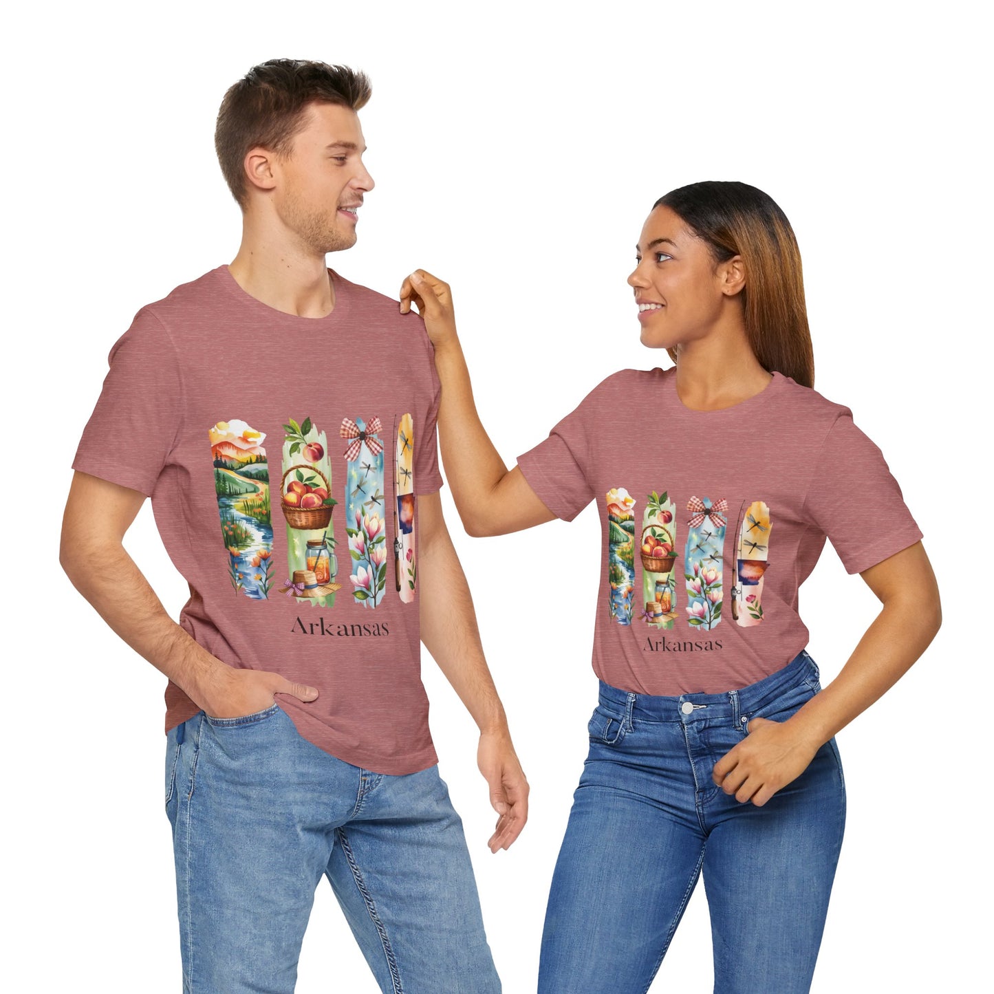 Arkansas Nature-Themed Short Sleeve Tee, Casual Summer Wear, Arkansas Souvenir Shirt, Gift for Nature Lovers, Travel Enthusiast Tee