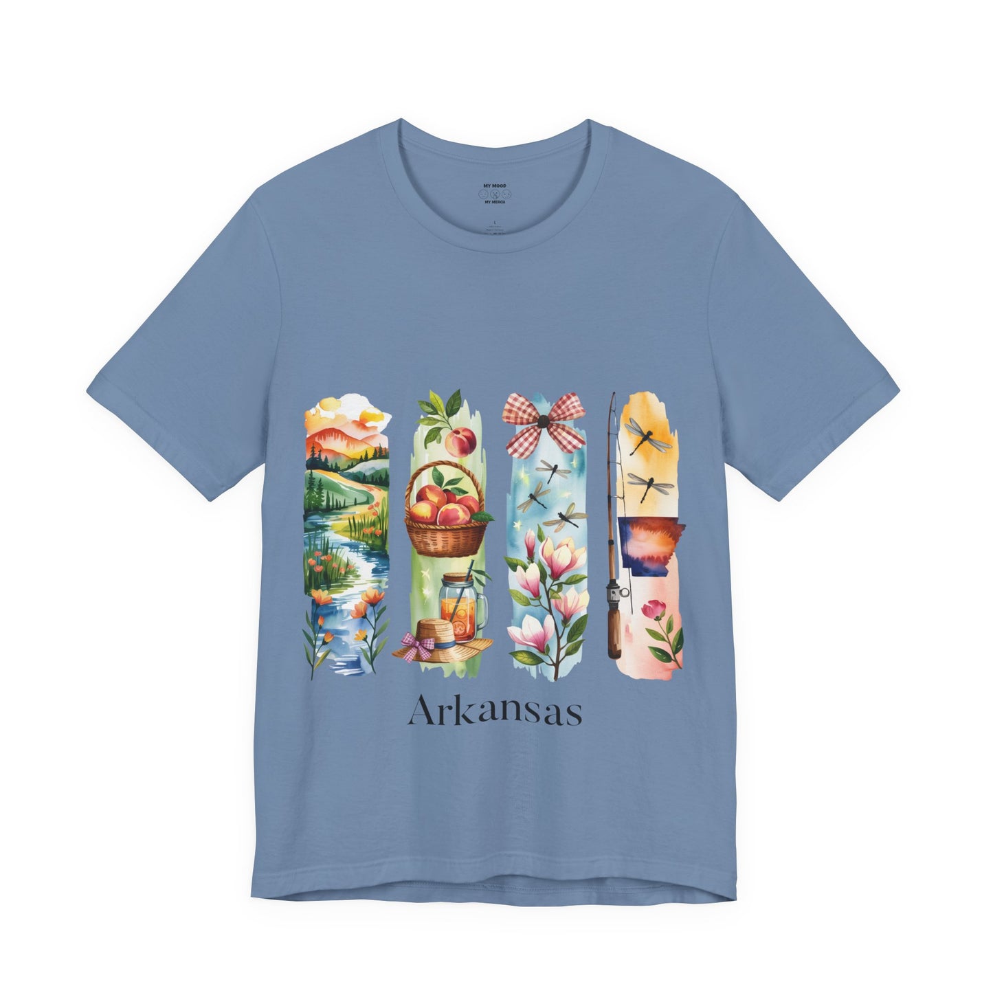 Arkansas Nature-Themed Short Sleeve Tee, Casual Summer Wear, Arkansas Souvenir Shirt, Gift for Nature Lovers, Travel Enthusiast Tee