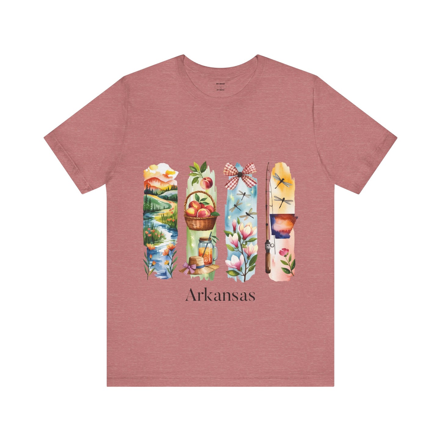 Arkansas Nature-Themed Short Sleeve Tee, Casual Summer Wear, Arkansas Souvenir Shirt, Gift for Nature Lovers, Travel Enthusiast Tee