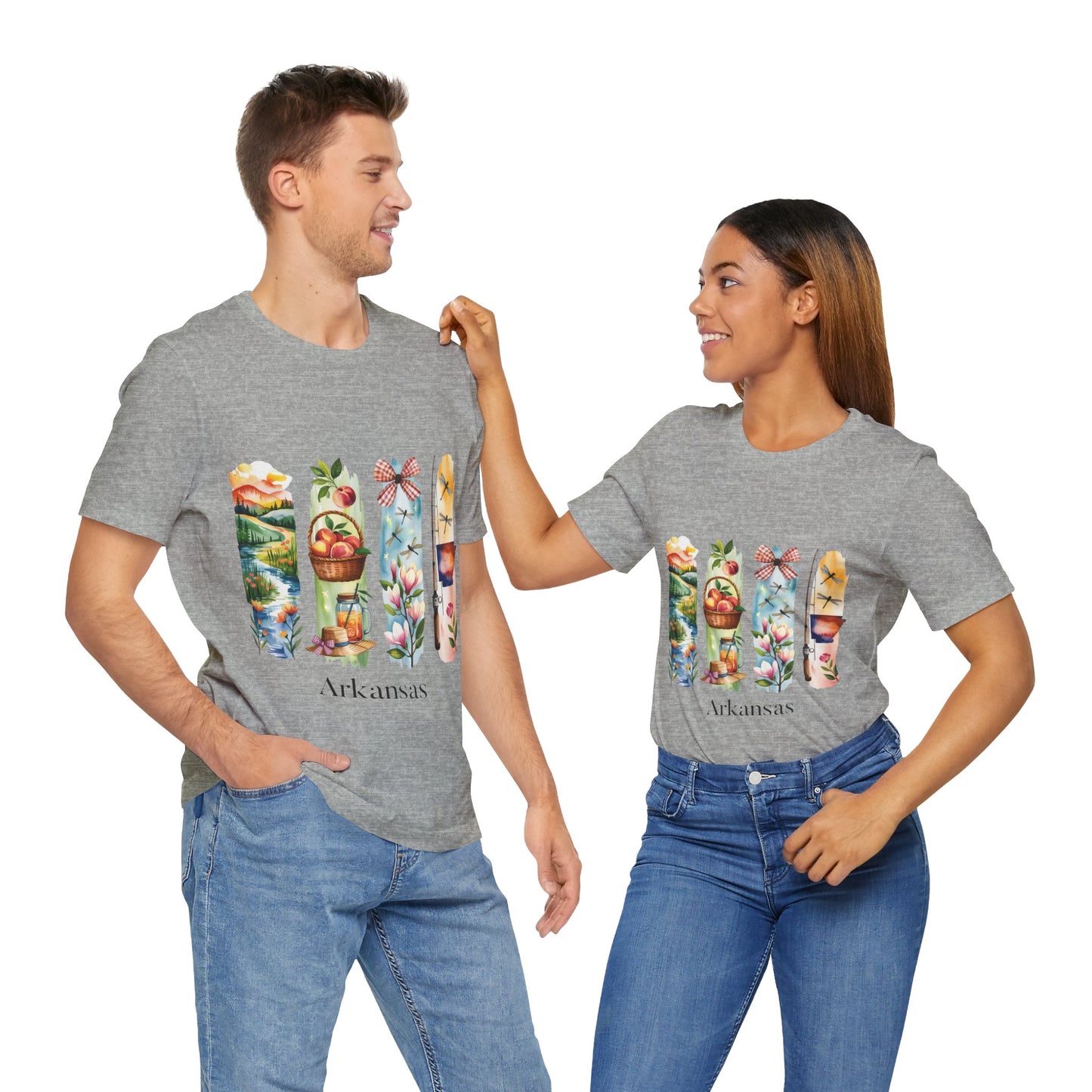 Arkansas Nature-Themed Short Sleeve Tee, Casual Summer Wear, Arkansas Souvenir Shirt, Gift for Nature Lovers, Travel Enthusiast Tee