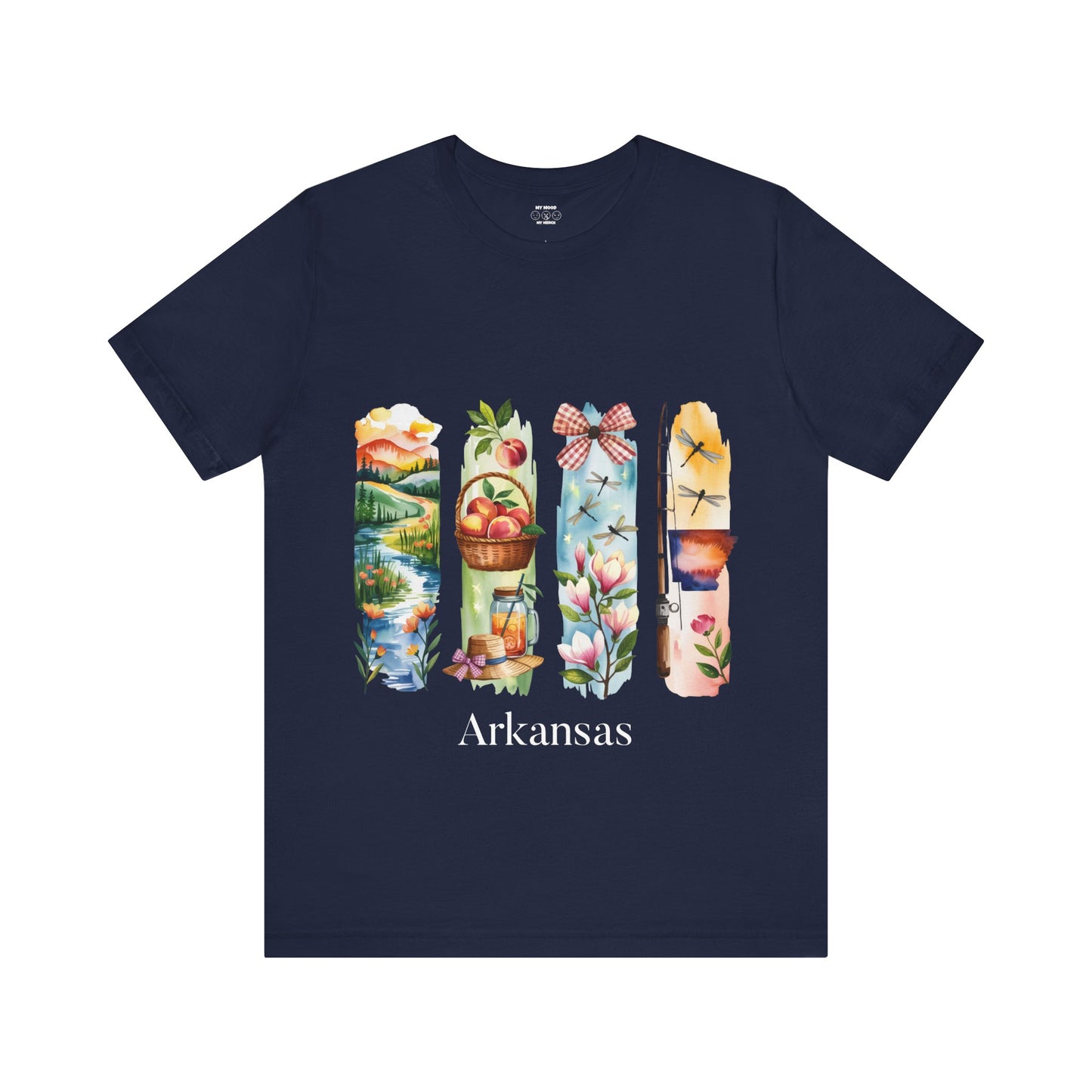 Arkansas Nature-Themed Short Sleeve Tee, Casual Summer Wear, Arkansas Souvenir Shirt, Gift for Nature Lovers, Travel Enthusiast Tee