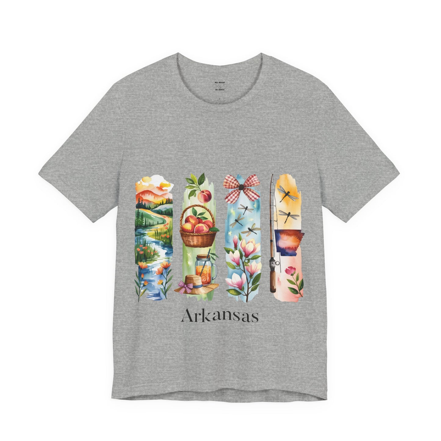 Arkansas Nature-Themed Short Sleeve Tee, Casual Summer Wear, Arkansas Souvenir Shirt, Gift for Nature Lovers, Travel Enthusiast Tee