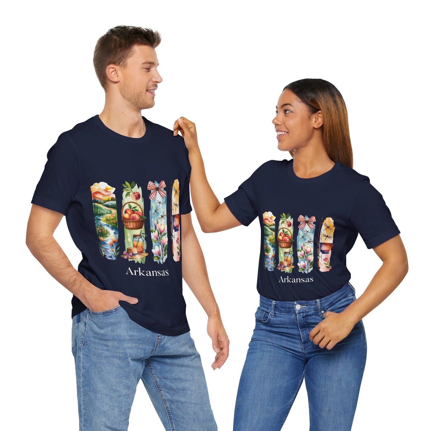 Arkansas Nature-Themed Short Sleeve Tee, Casual Summer Wear, Arkansas Souvenir Shirt, Gift for Nature Lovers, Travel Enthusiast Tee