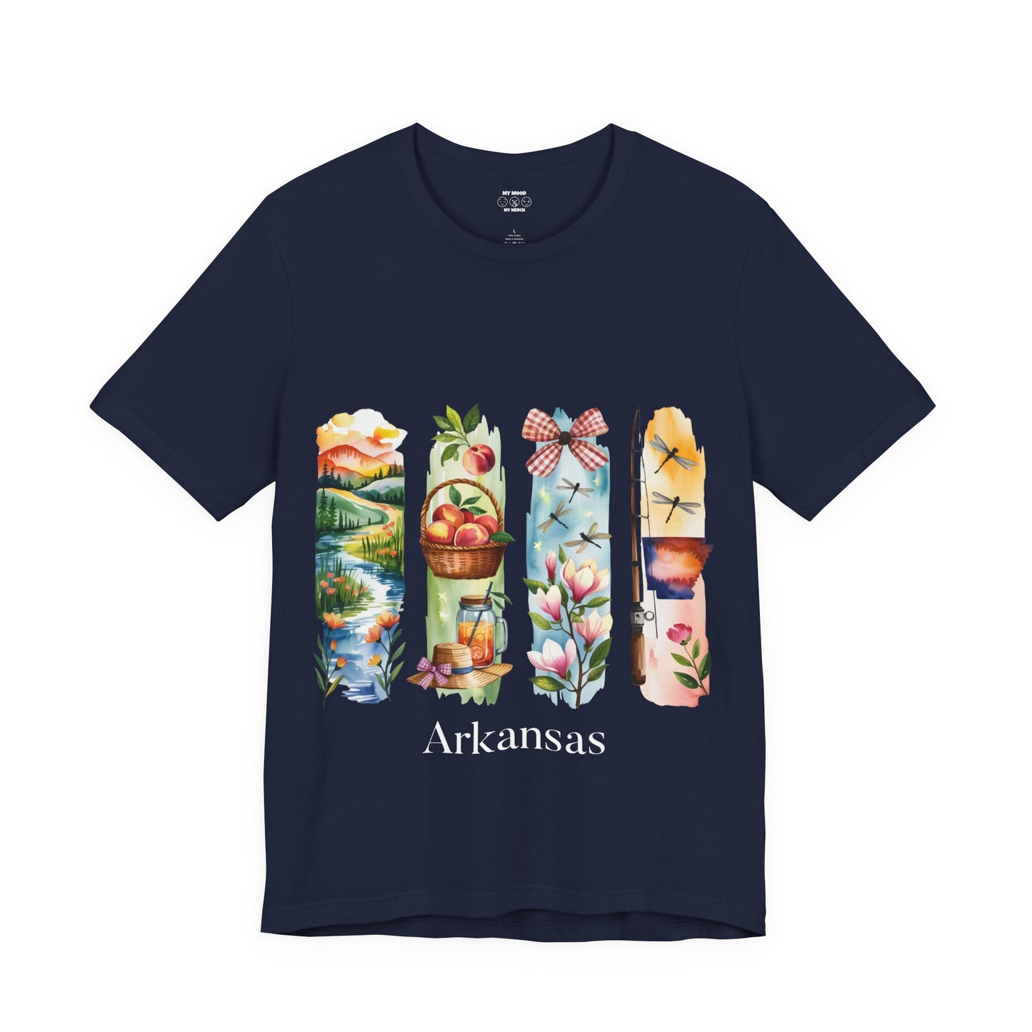 Arkansas Nature-Themed Short Sleeve Tee, Casual Summer Wear, Arkansas Souvenir Shirt, Gift for Nature Lovers, Travel Enthusiast Tee