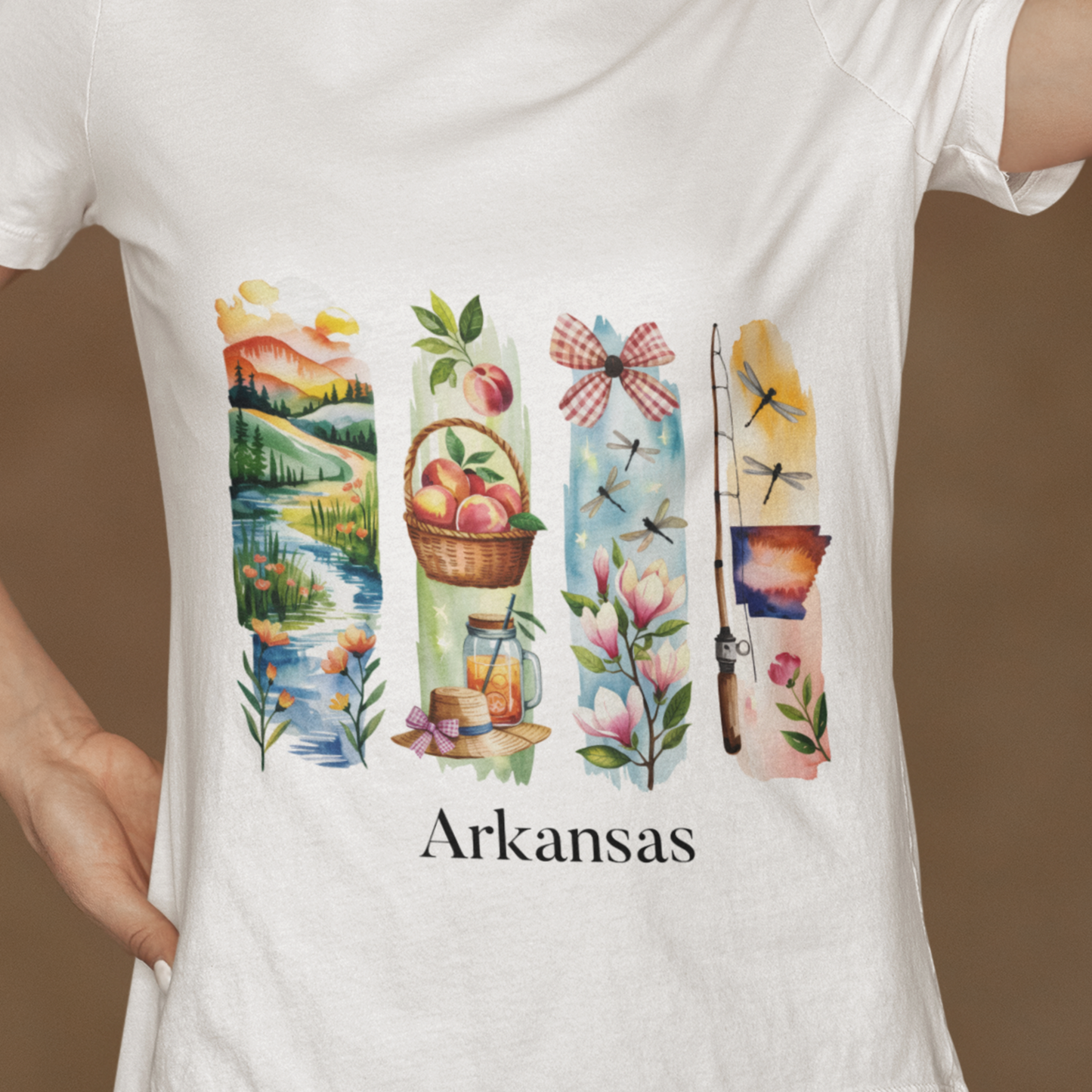 Arkansas Nature-Themed Short Sleeve Tee, Casual Summer Wear, Arkansas Souvenir Shirt, Gift for Nature Lovers, Travel Enthusiast Tee