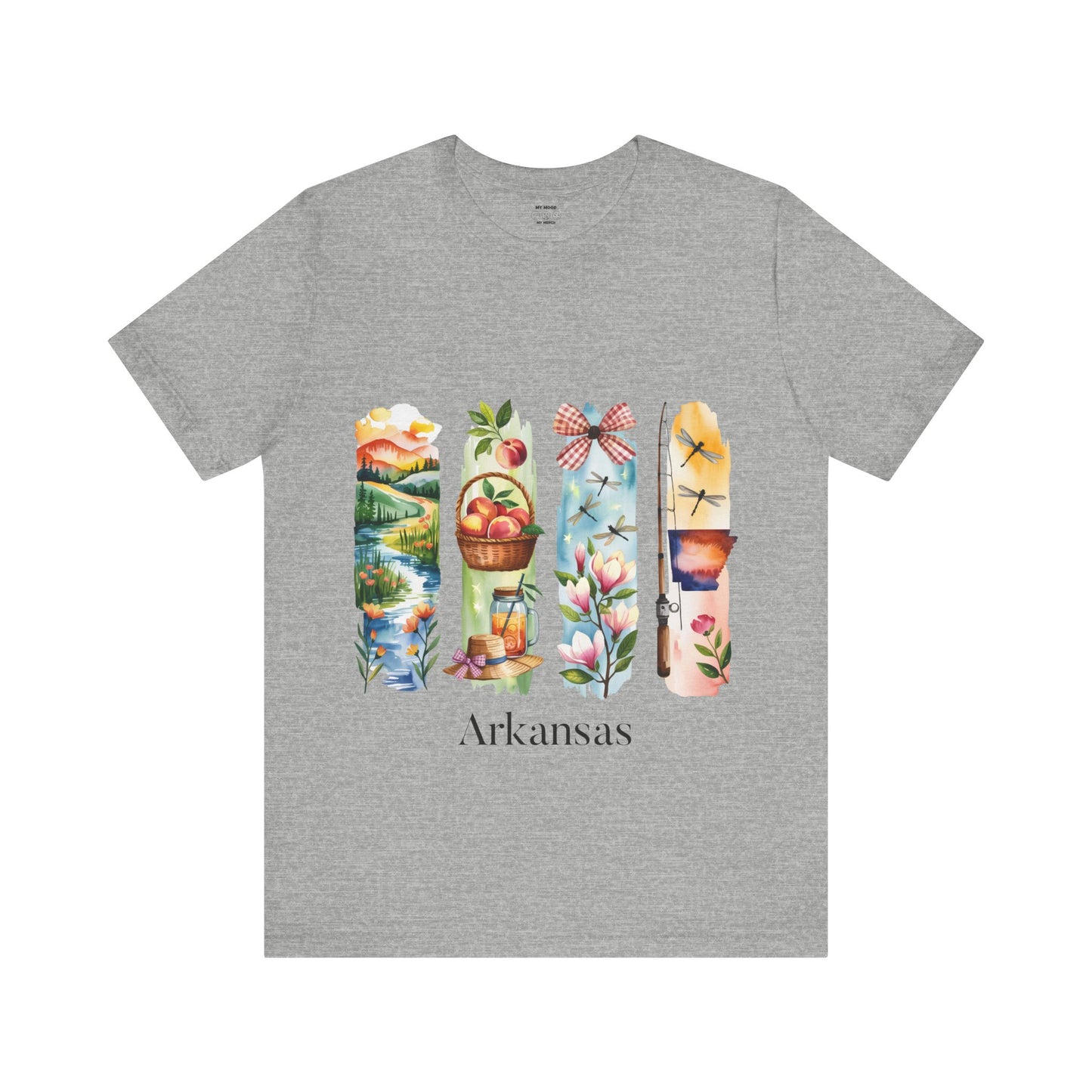 Arkansas Nature-Themed Short Sleeve Tee, Casual Summer Wear, Arkansas Souvenir Shirt, Gift for Nature Lovers, Travel Enthusiast Tee