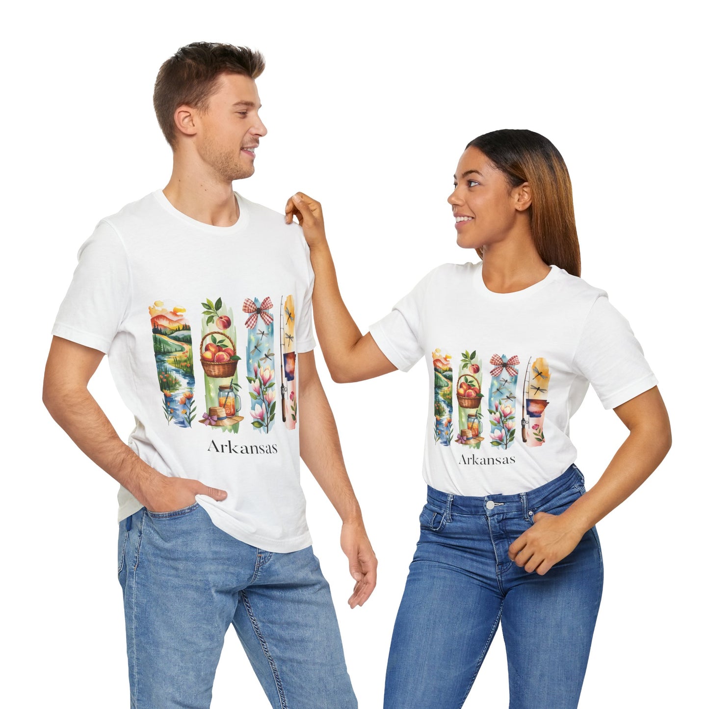 Arkansas Nature-Themed Short Sleeve Tee, Casual Summer Wear, Arkansas Souvenir Shirt, Gift for Nature Lovers, Travel Enthusiast Tee