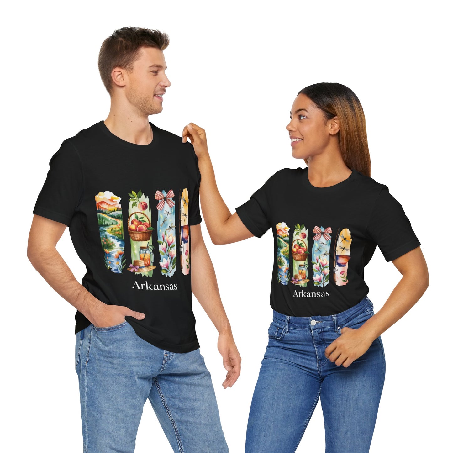Arkansas Nature-Themed Short Sleeve Tee, Casual Summer Wear, Arkansas Souvenir Shirt, Gift for Nature Lovers, Travel Enthusiast Tee