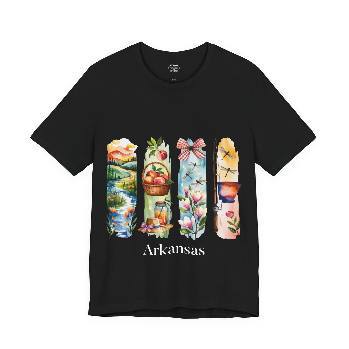 Arkansas Nature-Themed Short Sleeve Tee, Casual Summer Wear, Arkansas Souvenir Shirt, Gift for Nature Lovers, Travel Enthusiast Tee