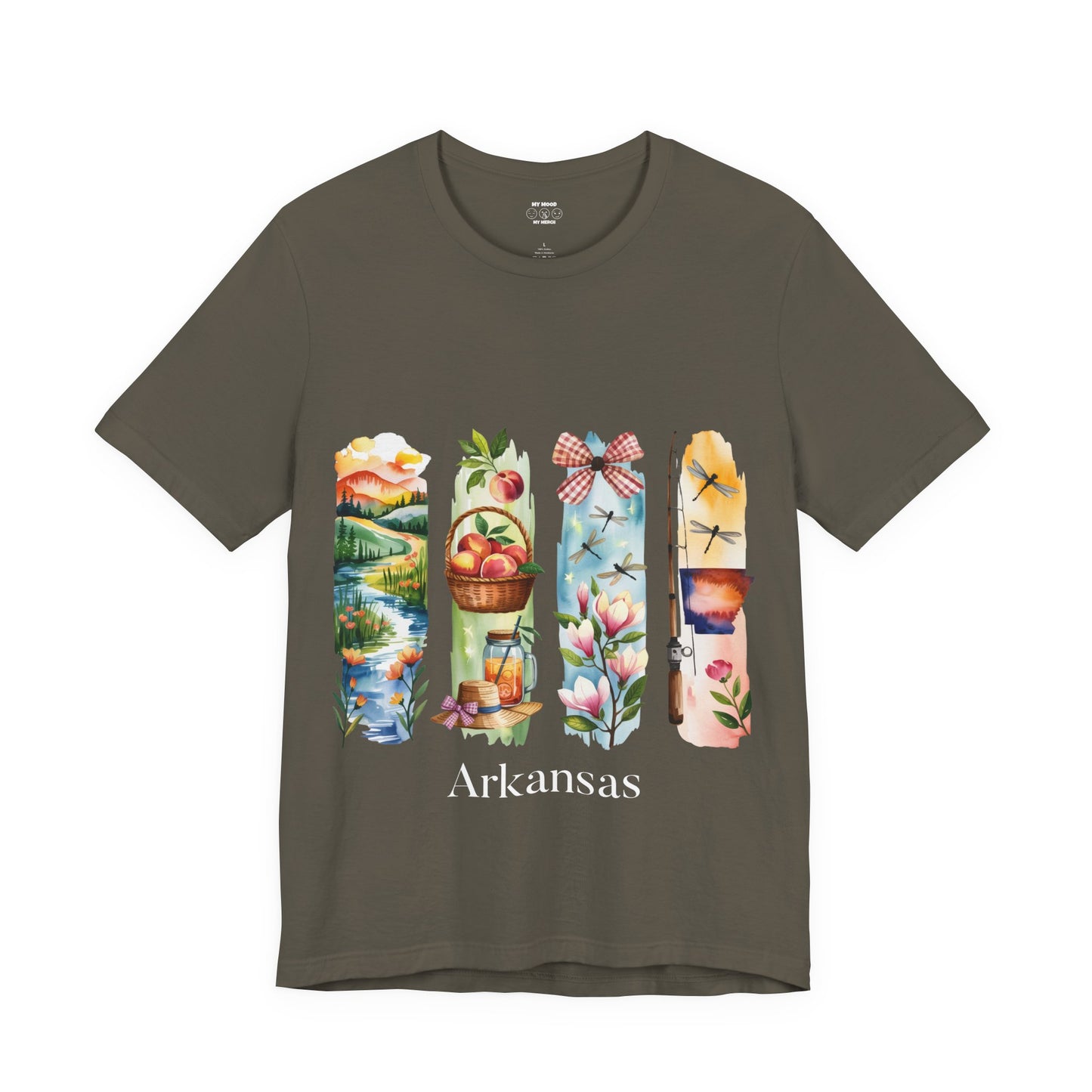 Arkansas Nature-Themed Short Sleeve Tee, Casual Summer Wear, Arkansas Souvenir Shirt, Gift for Nature Lovers, Travel Enthusiast Tee