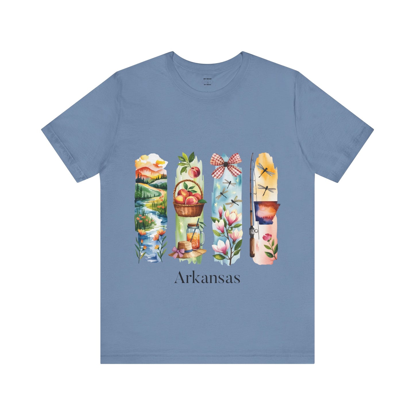 Arkansas Nature-Themed Short Sleeve Tee, Casual Summer Wear, Arkansas Souvenir Shirt, Gift for Nature Lovers, Travel Enthusiast Tee
